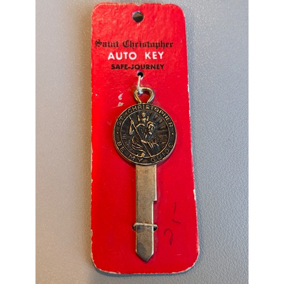 Other - Vintage St. Christopher Auto Key Blank Car Key Safe Journey NOS